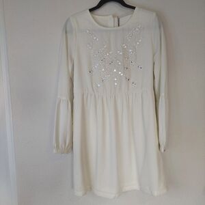 Twelfth Street By Cynthia Vincent Embroidered  Shift Dress Ivory Size Small NWT